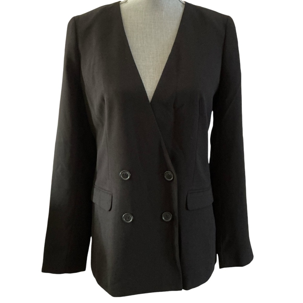 J Crew school boy double breasted academia blazer jacket black tailored size 6